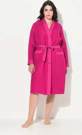 Ulla Popken Bademantel Bademantel Schalkragen Gürtel