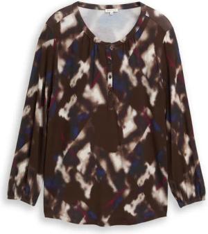 TOM TAILOR Damen Plus Size - Blusenshirt mit Muster, braun, Gemustert, Gr. 44