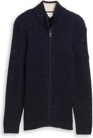 TOM TAILOR Herren Strickjacke mit Strukturmix, blau, Meliert, Gr. XL