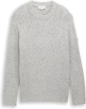 TOM TAILOR Herren Strickpullover mit Strukturmix, grau, Meliert, Gr. XXXL