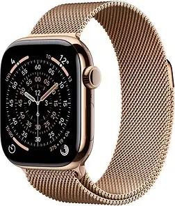 Apple Watch Series 11 42 mm Titan (GPS+Cellular) Milanaise Armband S/M natur