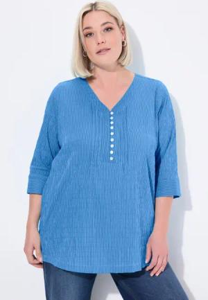 Ulla Popken Tunika Bubble-Tunika Herzausschnitt Biesen