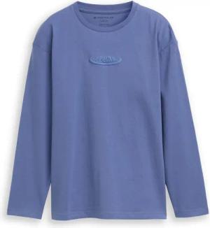 TOM TAILOR Jungen Oversize Langarmshirt mit Textprint, blau, Uni, Gr. 152