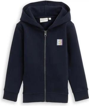 TOM TAILOR Jungen Hoodie Sweatjacke und Rückenprint, blau, Uni, Gr. 128/134