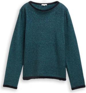 TOM TAILOR Damen Strickpullover aus Federgarn, blau, Uni, Gr. S
