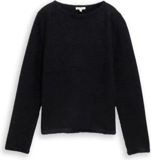 TOM TAILOR Damen Strickpullover aus Federgarn, schwarz, Uni, Gr. XS