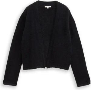 TOM TAILOR Damen Cardigan aus Federgarn, schwarz, Uni, Gr. XS