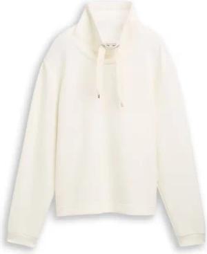 TOM TAILOR Damen Scuba Sweatshirt mit Stehkragen, weiß, Uni, Gr. XS
