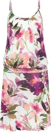 Beachtime Jerseykleid mit Blumendruck und dezenter Raffung, Sommerkleid, Strandkleid