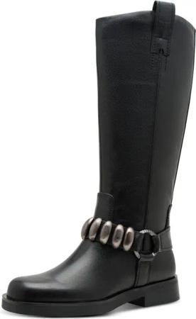 Tamaris Stiefel, Blockabsatz, Langschaftstiefel mit Schmuckelementen,