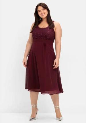Sheego Cocktailkleid Große Größen mit Spitze und Pailletten