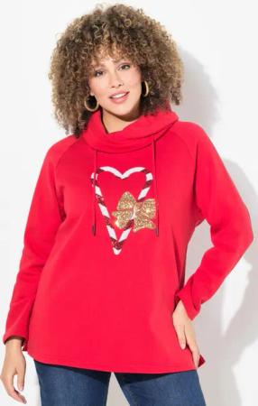 Ulla Popken Sweatshirt Sweatshirt Zuckerstangen Stehkragen