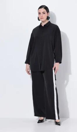 Ulla Popken Hemdbluse Longbluse oversized Hemdkragen