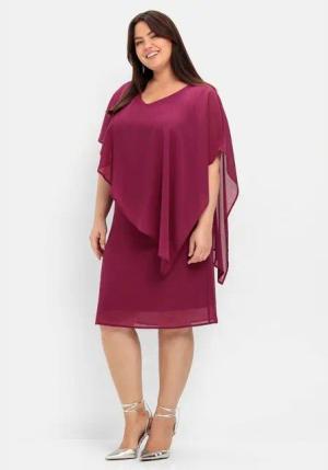 Sheego Cocktailkleid Große Größen mit asymetrischem Cape
