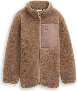TOM TAILOR Jungen Teddy Sweatjacke mit Fleece, braun, Uni, Gr. 128/134