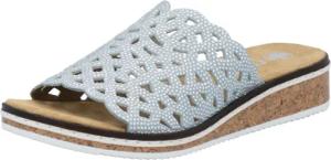 Rieker Pantolette Sommerschuh, Schlappen, Hausschuh, Keilabsatz mit Perfortion