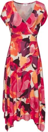 Vivance Midikleid mit Alloverdruck, luftiges Sommerkleid in Wickeloptik, Strandkleid