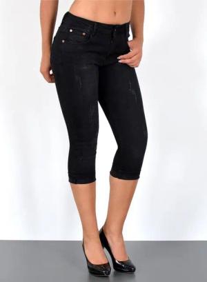 ESRA Caprijeans High Waist Capri Jeans Damen bis Übergröße Plus Size Große Größe C15 High Waist Capri Jeans Damen Stretch 3/4 Jeans Shorts Damen Capri Hose
