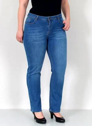 ESRA Straight-Jeans Damen Jeanshose Gerader Schnitt Stretch Hose hoher Bund bis Plus Size Straight Jeans Damen High Waist Hose Stretch Jeans Regular Übergröße