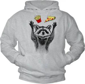 MAKAYA Kapuzenpullover Herren Waschbär Hoodie Lustig Pizza Motiv Sweatshirt Pulli Jungen