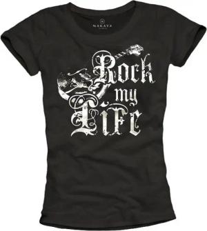 MAKAYA T-Shirt Rockige Damen Tops Musik Outfit Gitarre Rock Bandshirt Frauen Mode bedruckt