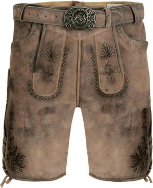 FUCHS Trachtenlederhose Trachtenlederhose kurz Rainer sand-braun (2-tlg) inkl. Gürtel