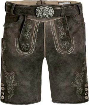 FUCHS Trachtenlederhose Trachtenlederhose kurz Balthasar dunkelbraun (2-tlg) inkl. Gürtel