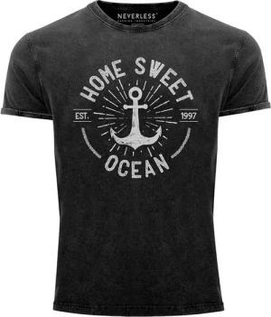 Neverless Print-Shirt Neverless® Herren T-Shirt Vintage Shirt Printshirt Anker Logo maritim mit Print