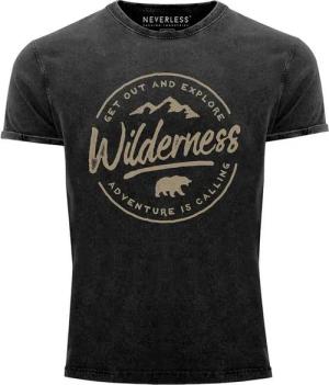 Neverless Print-Shirt Neverless® Herren T-Shirt Vintage Shirt Printshirt Adventure Logo mit Print