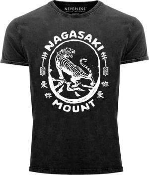 Neverless Print-Shirt Neverless® Herren T-Shirt Vintage Shirt Printshirt Tiger Aufdruck mit Print