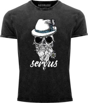Neverless Print-Shirt Cooles, lustiges Angesagtes Herren T-Shirt Vintage Shirt Servus Skull mit Print