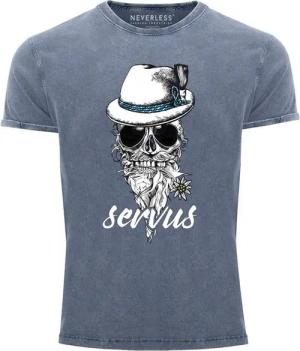 Neverless Print-Shirt Cooles, lustiges Angesagtes Herren T-Shirt Vintage Shirt Servus Skull mit Print