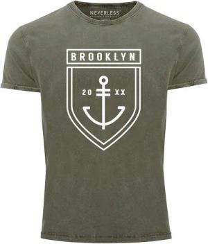 Neverless Print-Shirt Cooles Angesagtes Herren T-Shirt Vintage Shirt Brooklyn Anker mit Print
