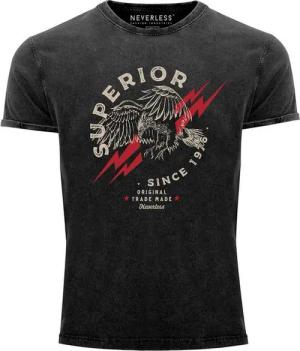 Neverless Print-Shirt Neverless® Herren T-Shirt Vintage Shirt Printshirt Superior Eagle mit Print