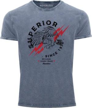 Neverless Print-Shirt Neverless® Herren T-Shirt Vintage Shirt Printshirt Superior Eagle mit Print