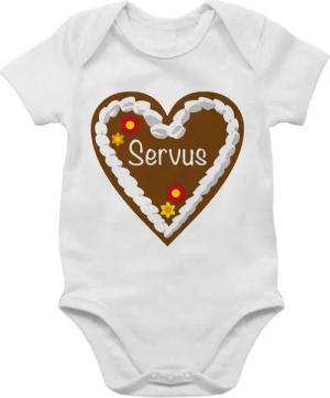 Shirtracer Shirtbody Lebkuchenherz Servus Mode für Oktoberfest Baby Outfit