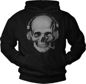MAKAYA Kapuzenpullover Herren Totenkopf Sweatshirt Kopfhörer Hip Hop Skull Pulli Jungen