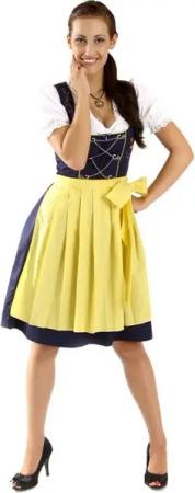 Almbock Dirndl Mini Dirndl Fiona (3-tlg) blau-gelb