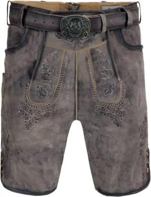 FUCHS Trachtenlederhose Lederhose kurz Felix granit (2-tlg) inkl. Gürtel
