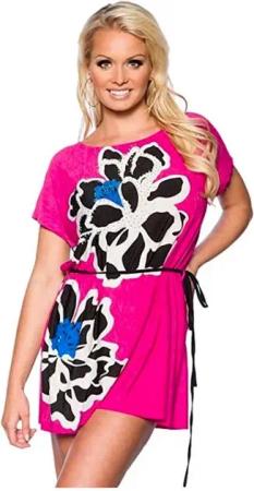 Atixo Strandkleid Strand-Tunika mit Strass Shirt Sommerkleid Minikleid Strandkleid
