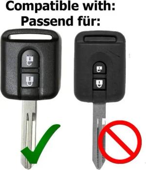 mt-key Schlüsseltasche Autoschlüssel Softcase Silikon Schutzhülle Rosa, für Nissan Note Almera II X-Trail Qashqai Tiida Primera 2 Tasten