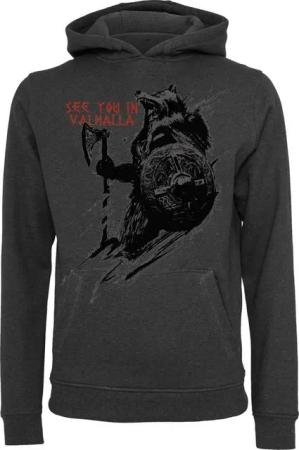 Baddery Kapuzenpullover Wikinger Hoodie: "See you in Valhalla" - Wikinger Vikings Pulli, hochwertiger Siebdruck