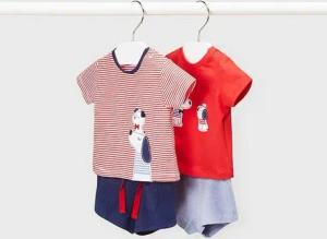 Mayoral Shirt & Shorts Set Red 4-teilig T-Shirts und Shorts Motiv Hund (165189)