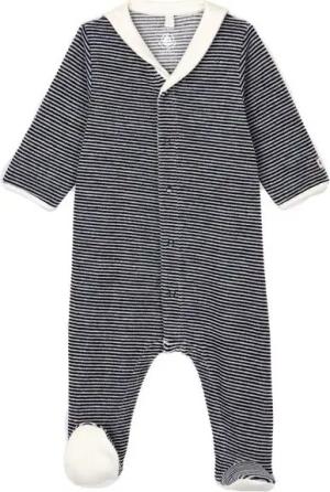 Petit Bateau Strampler Petit Bateau Strampler Nicky Velours mit Matrosenkragen Streifen