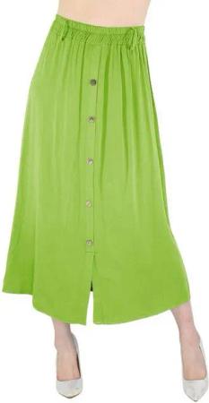 dy_mode Strandrock Damen Sommerrock in Midi-Länge Midi Rock Sommer Strandrock High Waist mit elatischem Bund, in Unifarbe