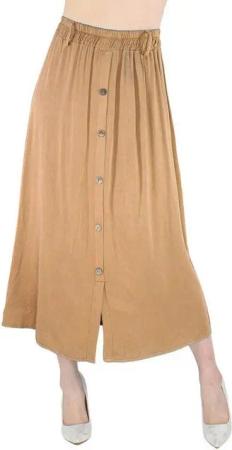 dy_mode Strandrock Damen Sommerrock in Midi-Länge Midi Rock Sommer Strandrock High Waist mit elatischem Bund, in Unifarbe