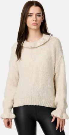 Worldclassca Strickpullover Worldclassca Oversize Damen Strickpullover Oberteil Rüschen Pullover