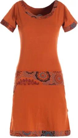 Vishes Jerseykleid Damen Sommerkleid Kurzarm Jersey-Kleid Tunika-Kleid T-Shirtkleid Boho, Goa, Retro Style