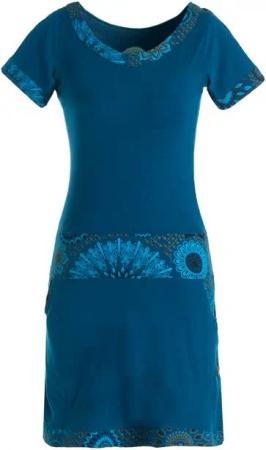Vishes Jerseykleid Damen Sommerkleid Kurzarm Jersey-Kleid Tunika-Kleid T-Shirtkleid Boho, Goa, Retro Style