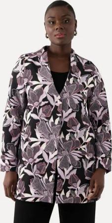 Ulla Popken Sommerjacke Jacquard-Jacke Blüten Kelchkragen